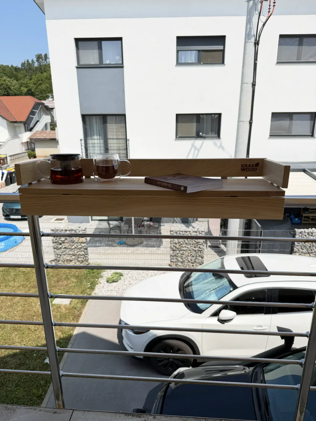 Kraswood Balkongeländer tisch Holz buch